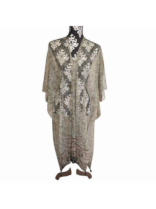 Est. 1946 Tops - Est 1946 One Size Sheer Floral & Paisley Kimono Beige Lightweight Boho